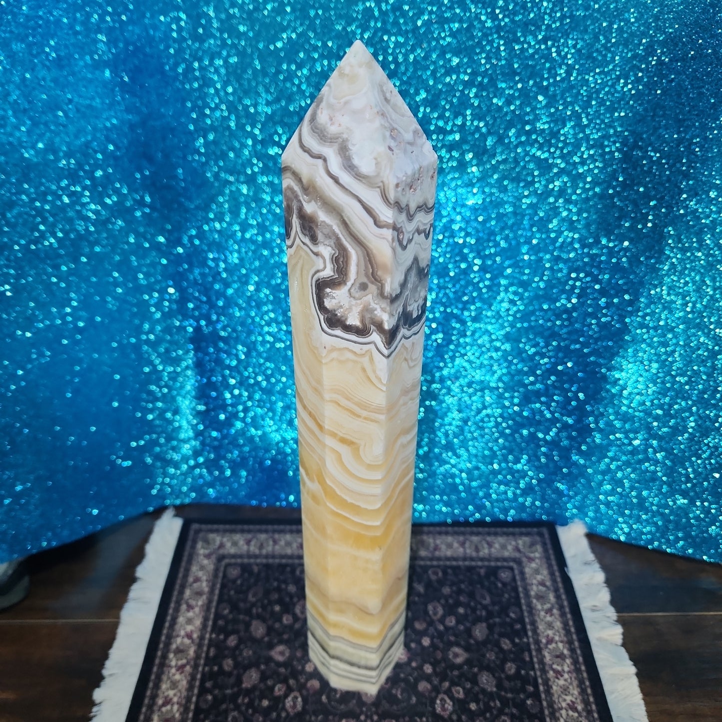 11in 2.1lbs Honey Calcite Tower