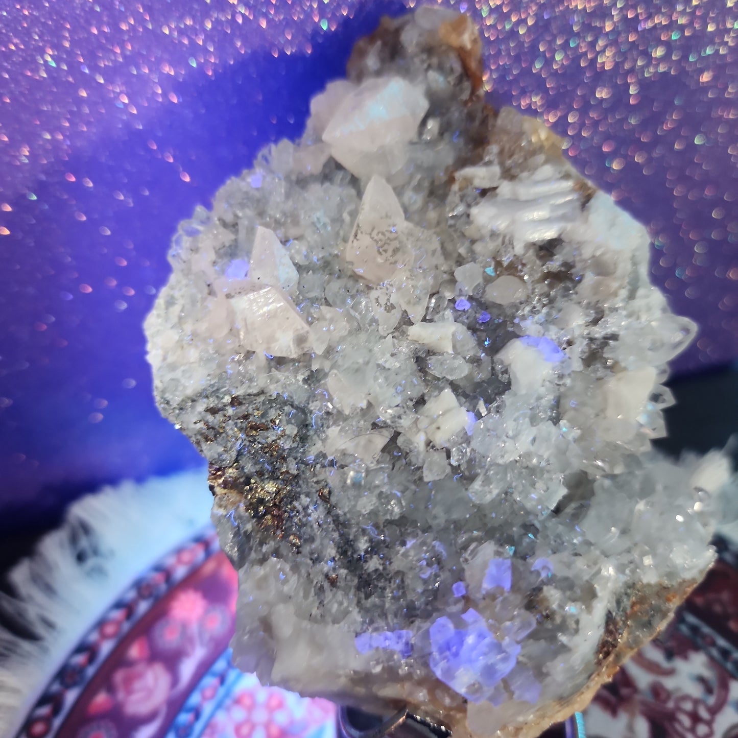 Pyrite Quartz Calcite Cluster with Fluorite