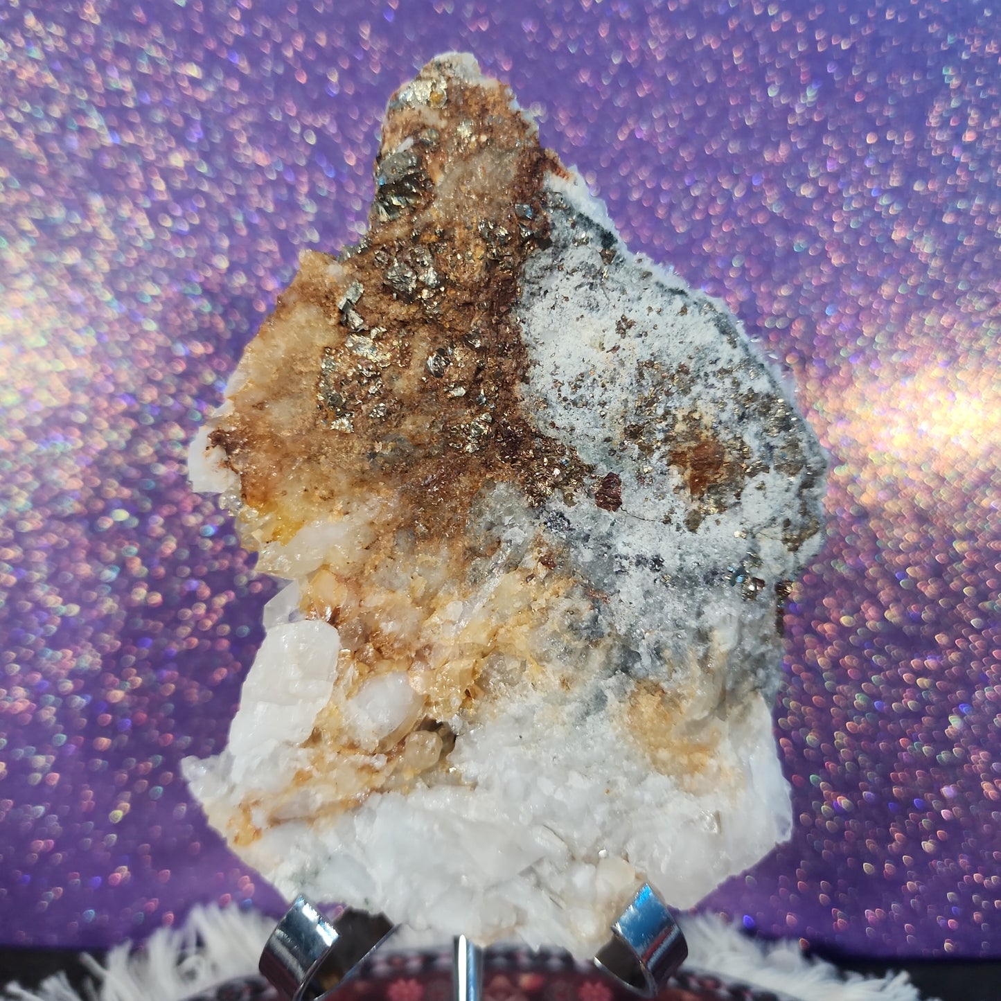 Pyrite Quartz Calcite Cluster with Fluorite