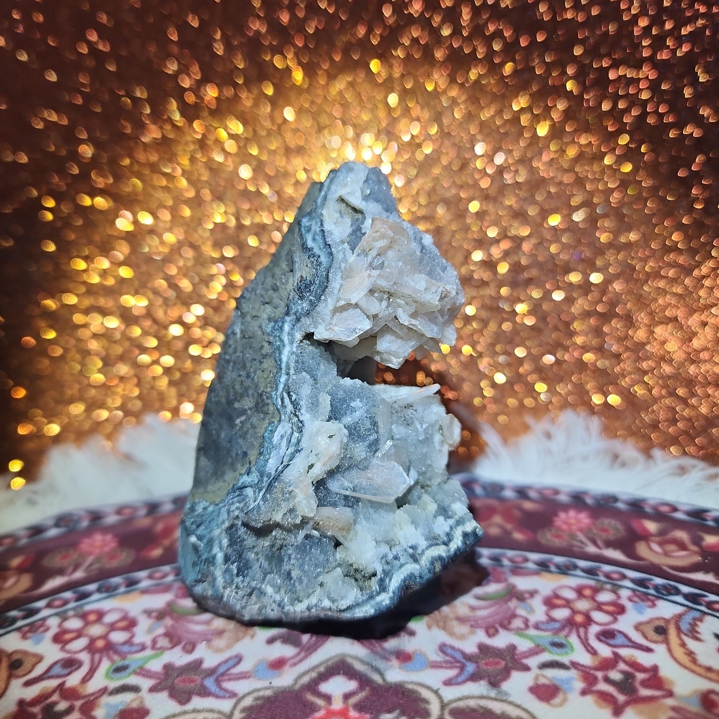 Stillbite with Calcite Cluster
