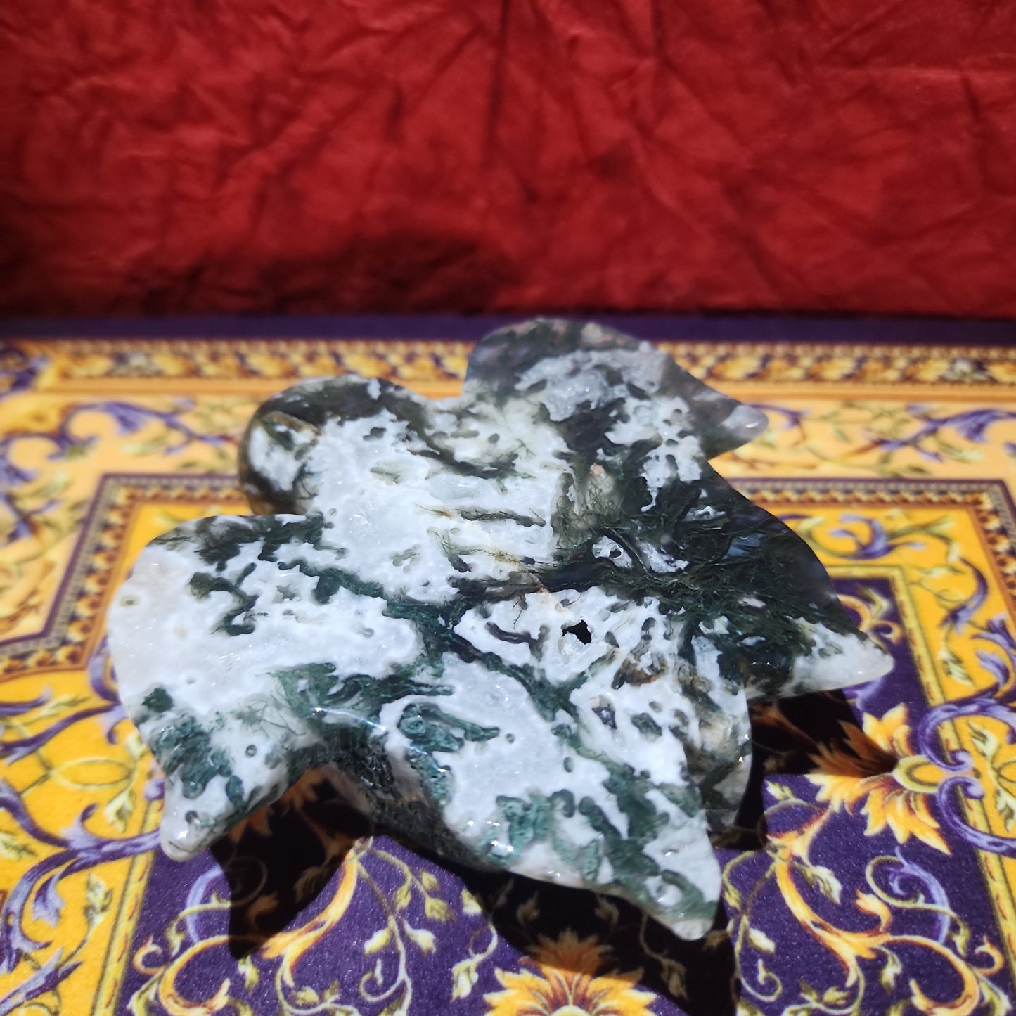 Moss Agate Turtle Sphere Holder
