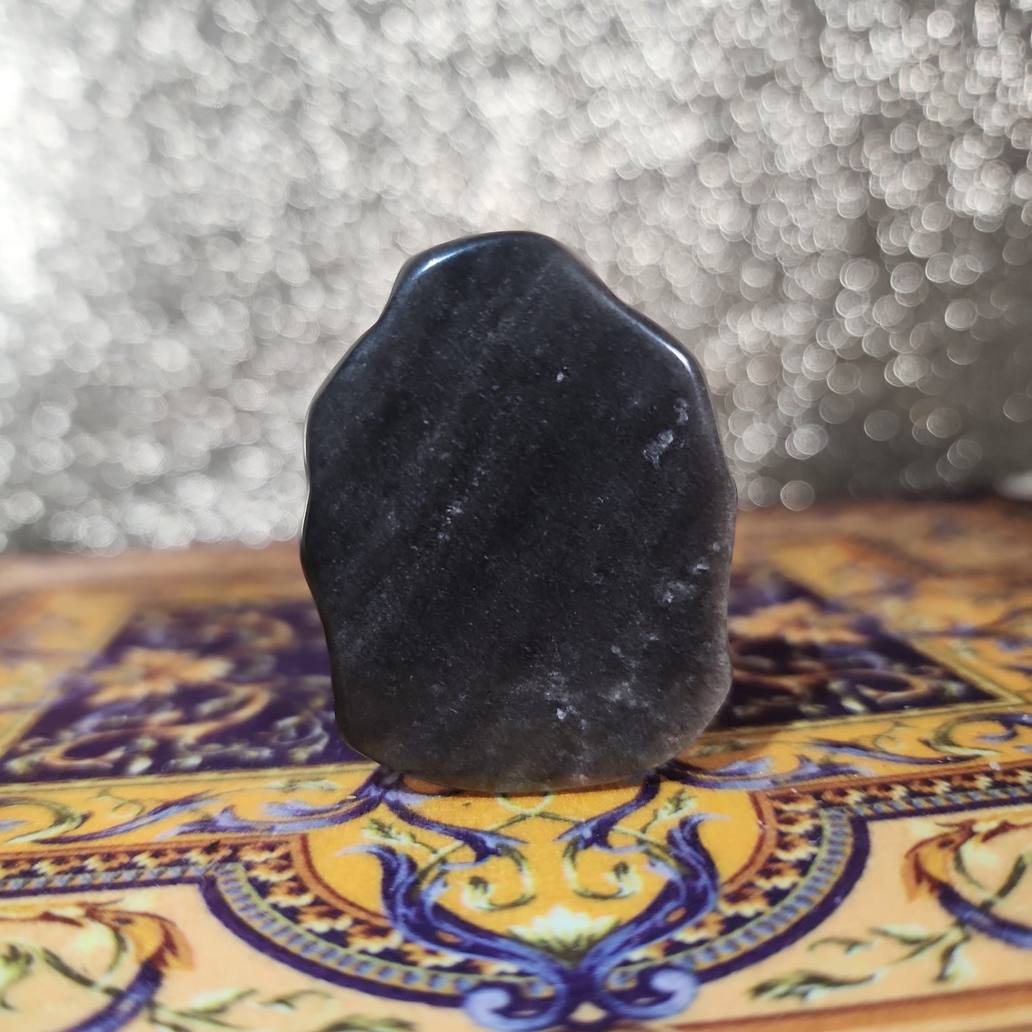 Silver Obsidian Buddha Head