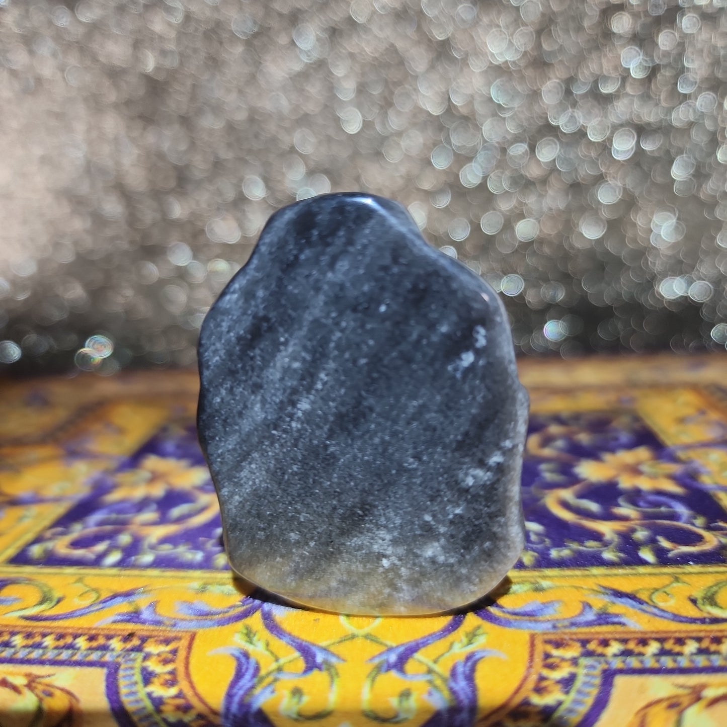 Silver Obsidian Buddha Head