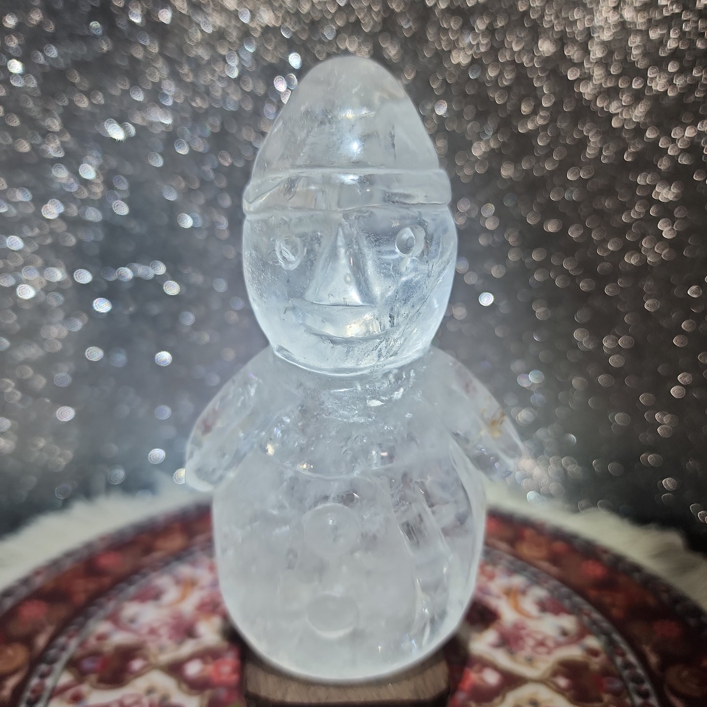 Clear Quartz Snowman Carving