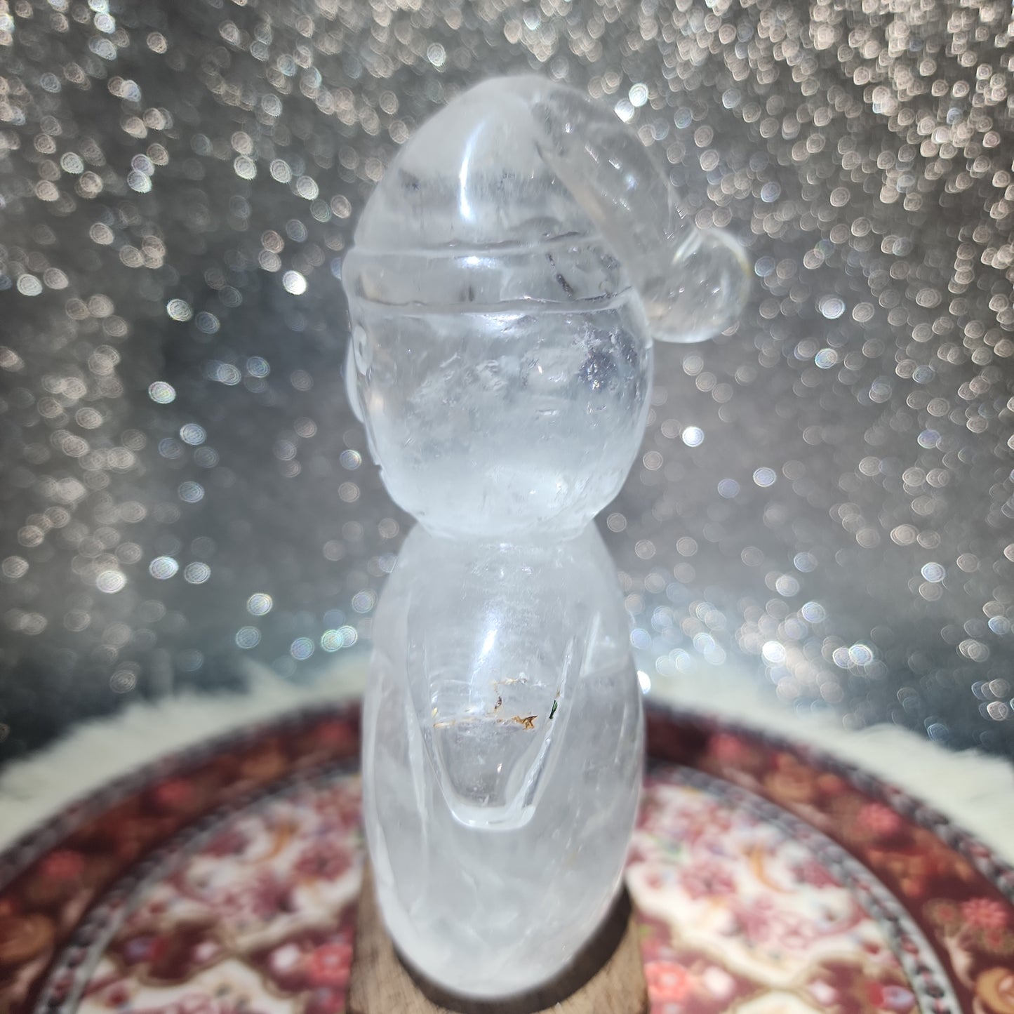 Clear Quartz Snowman Carving