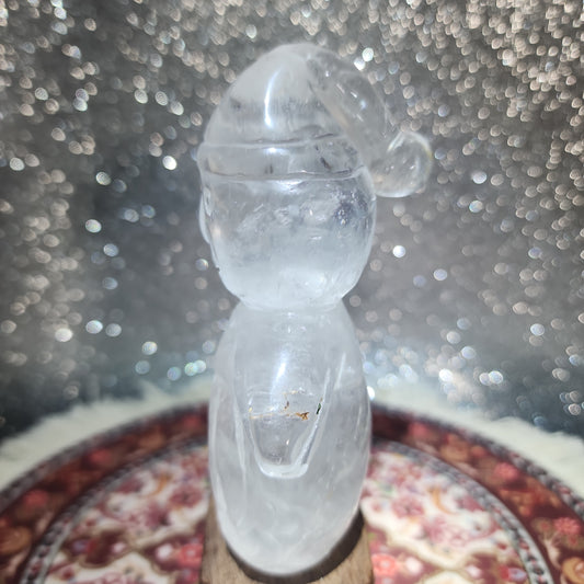 Clear Quartz Snowman Carving