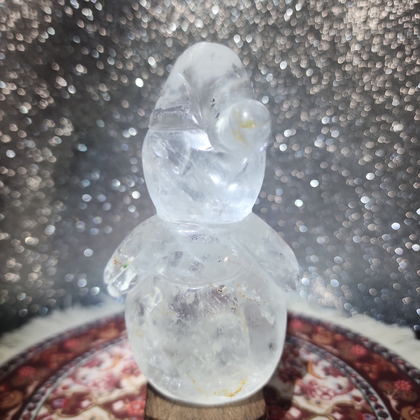 Clear Quartz Snowman Carving