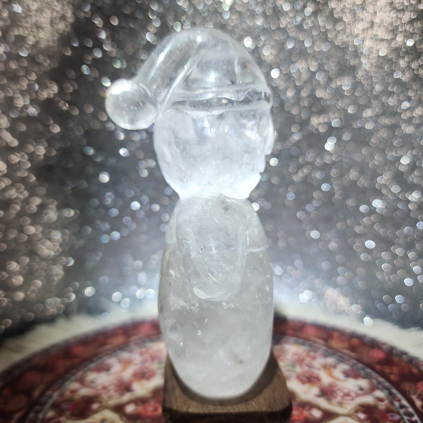 Clear Quartz Snowman Carving
