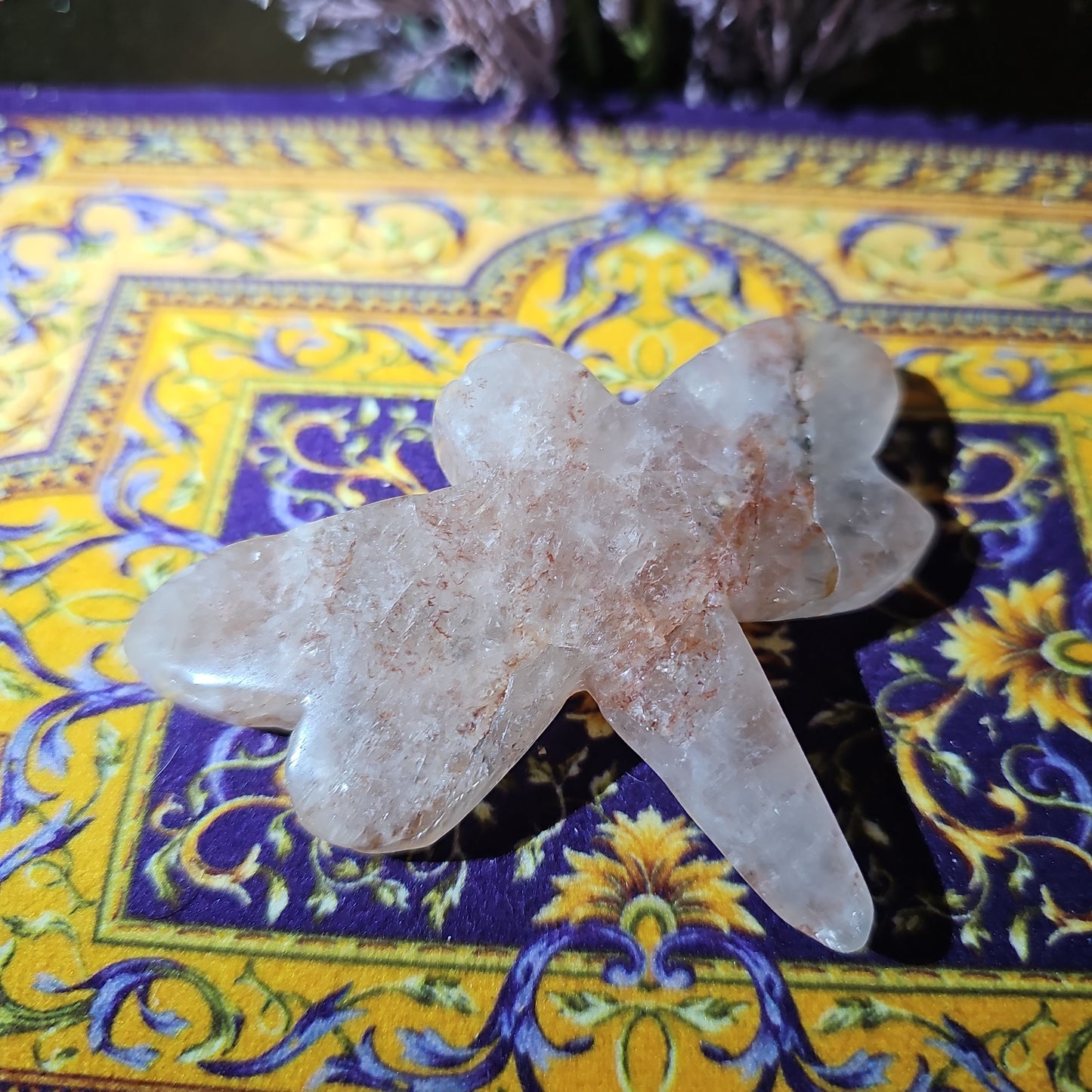 Fire Quartz Dragonfly Carving