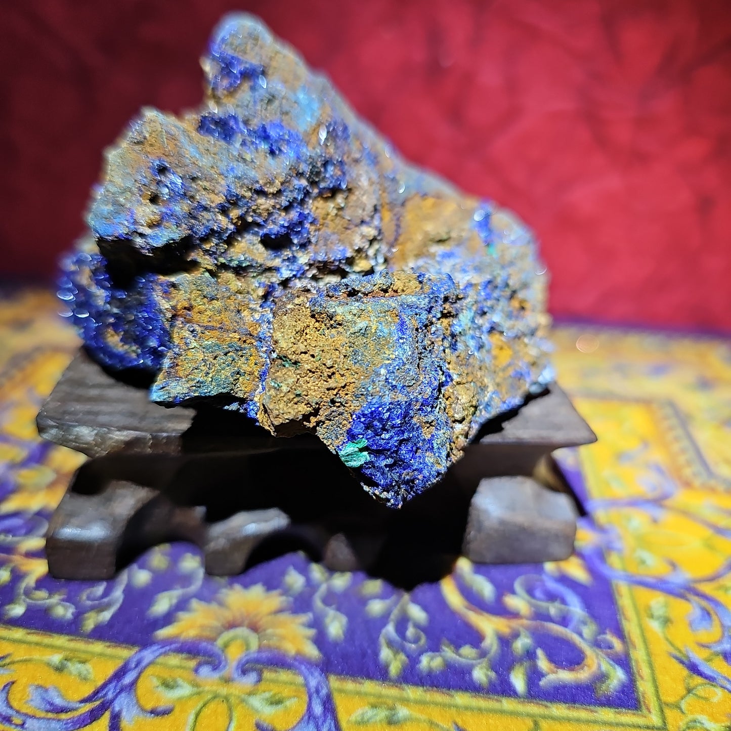 Raw Azurite with a touch of Malachite