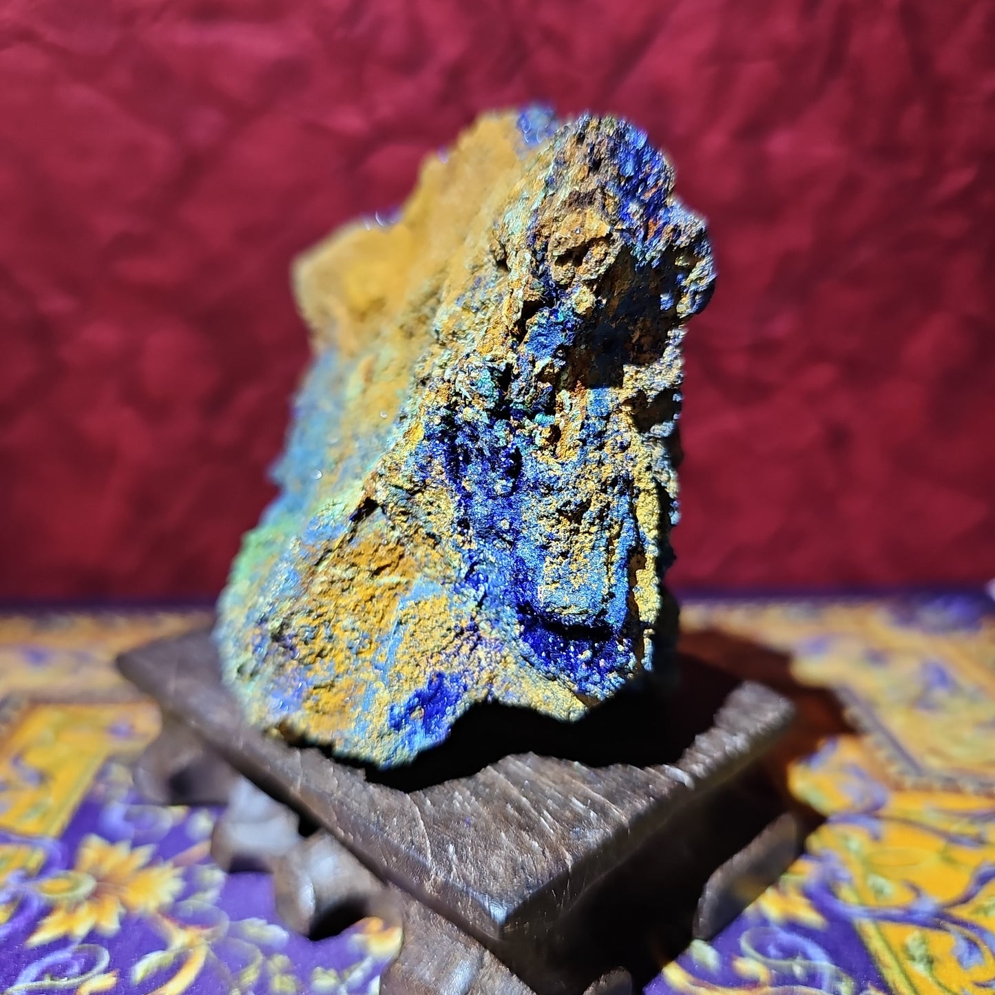 Raw Azurite with a touch of Malachite