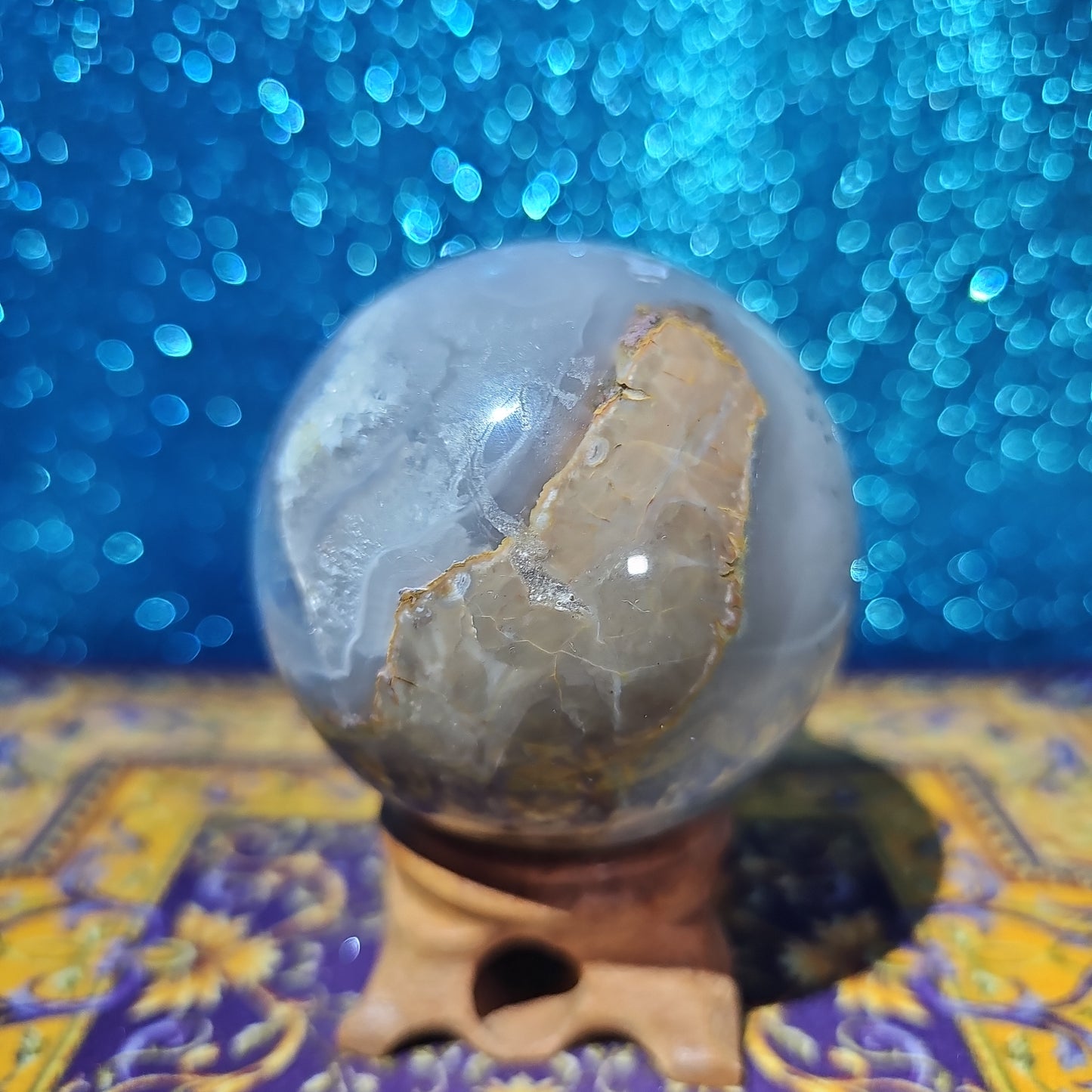 Volcanic Agate Sphere with Blue Lace Agate