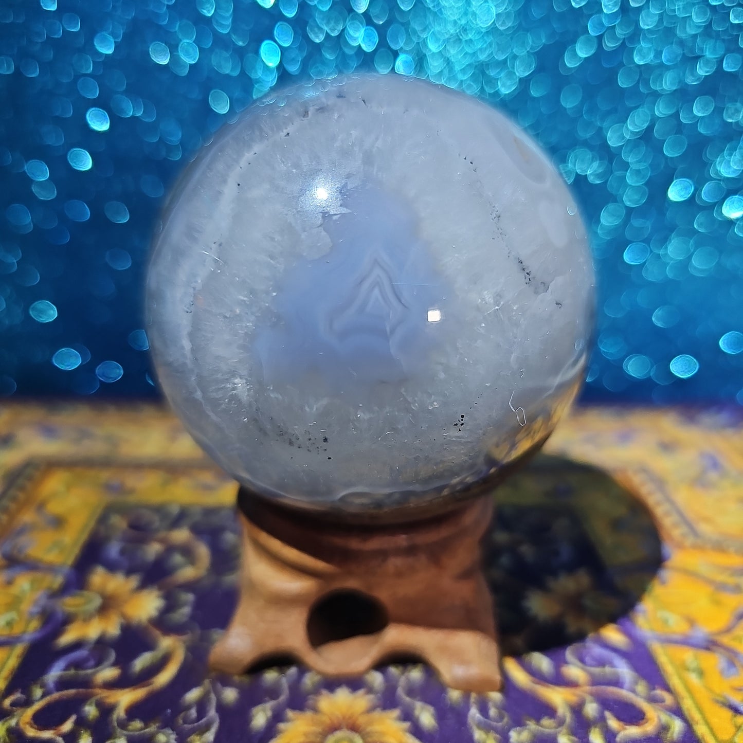 Volcanic Agate Sphere with Blue Lace Agate
