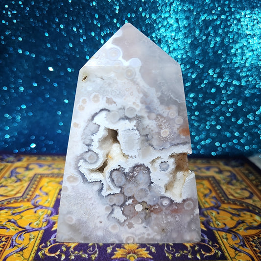 Druzy Flower Agate Tower