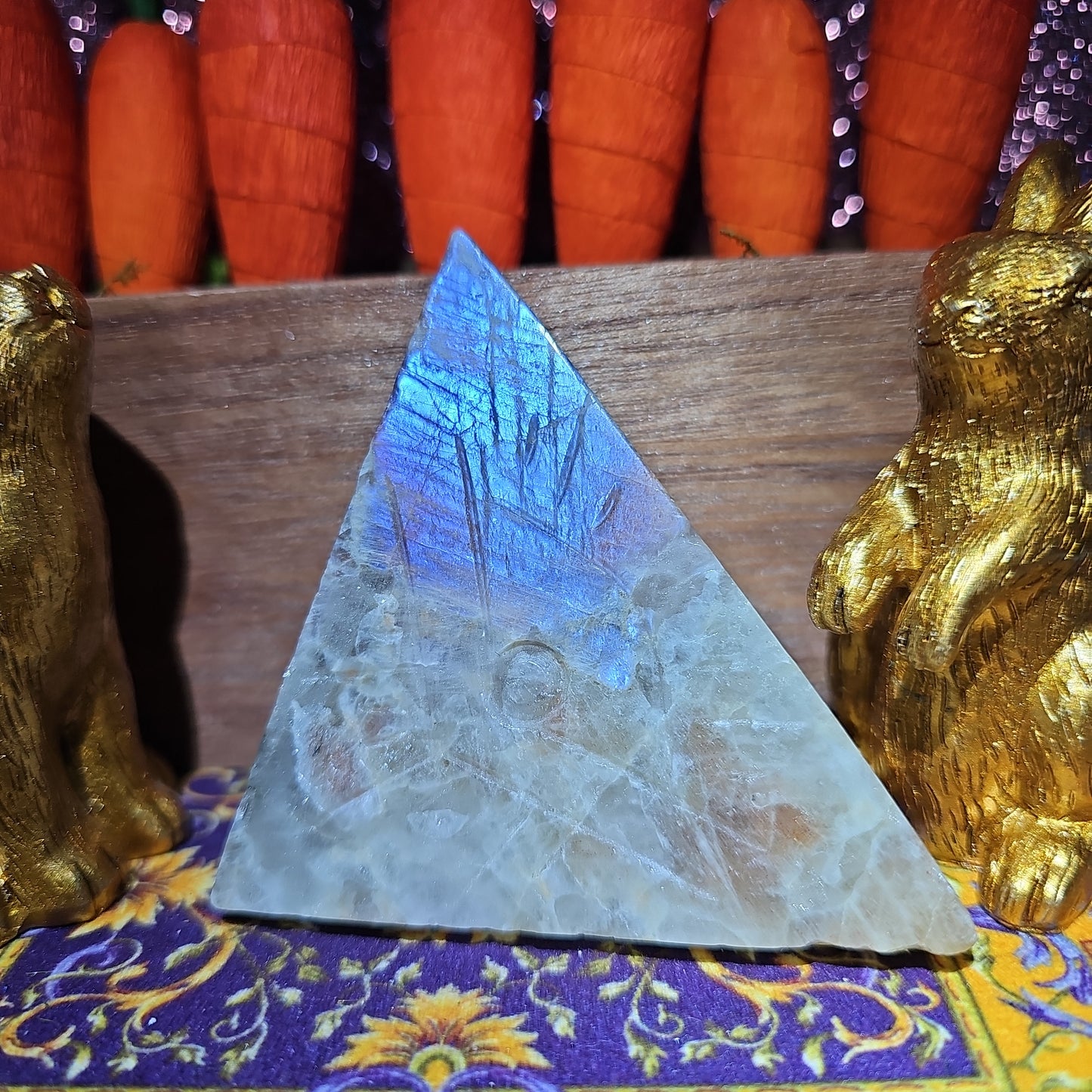 Moonstone Triangle Eye Carving