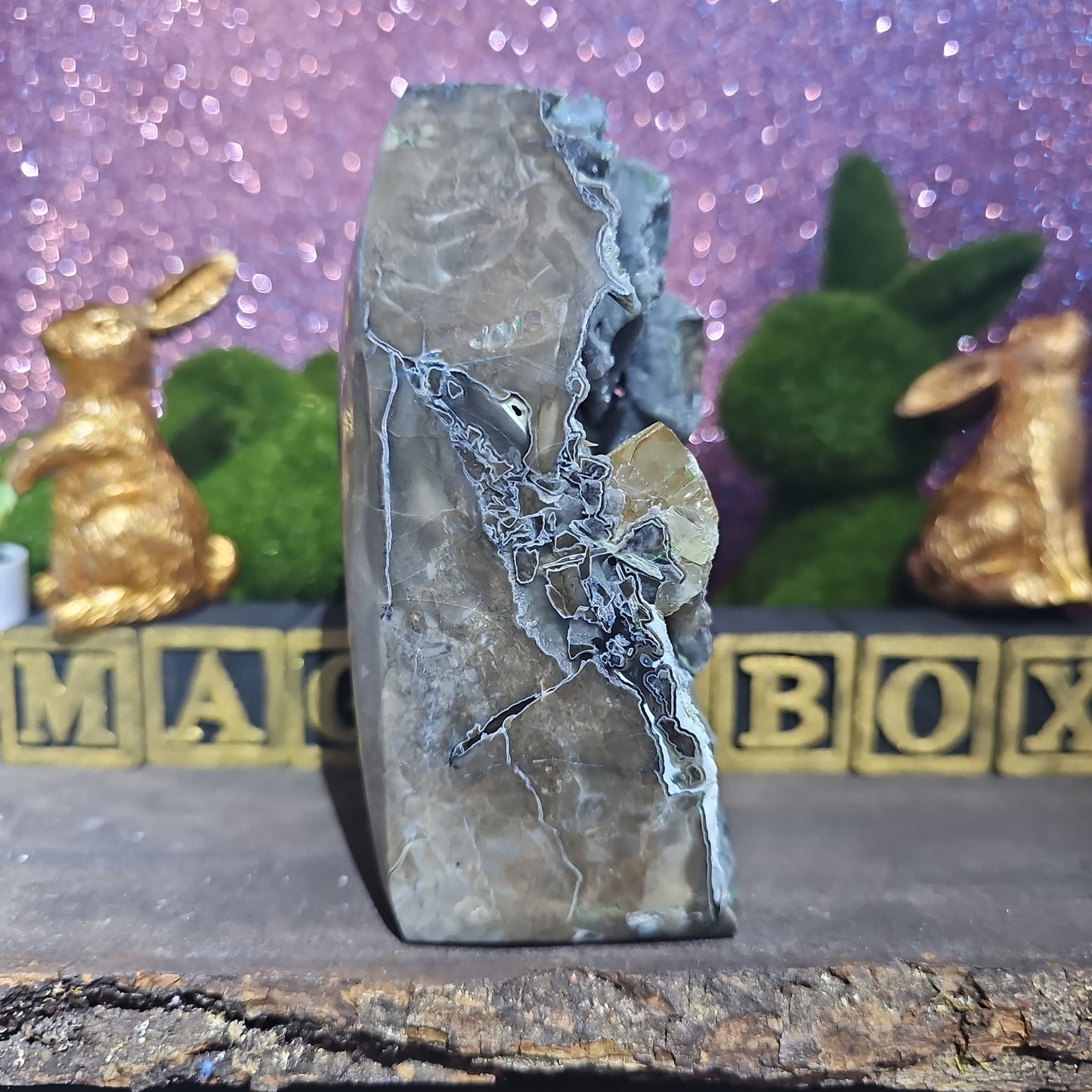 Volcanic Agate Freeform Tower with Calcite