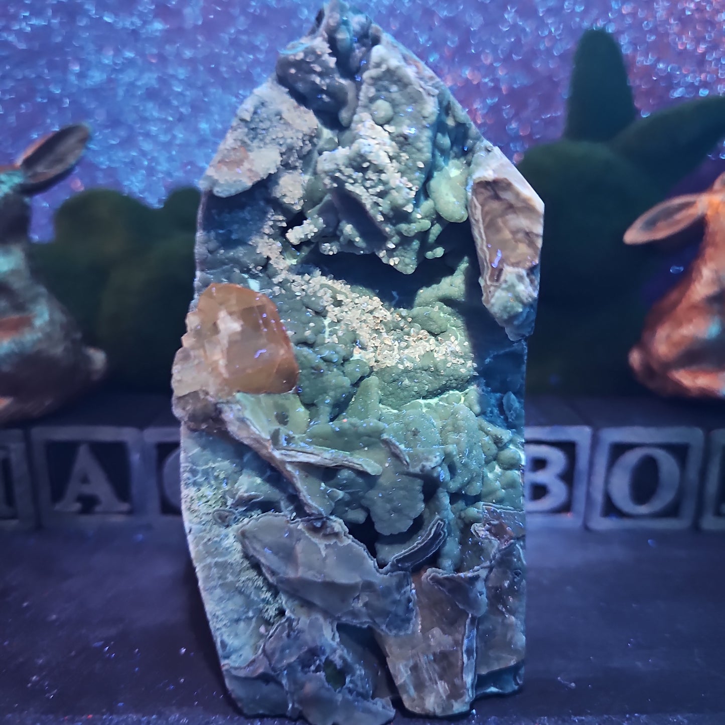 Volcanic Agate Freeform Tower with Calcite