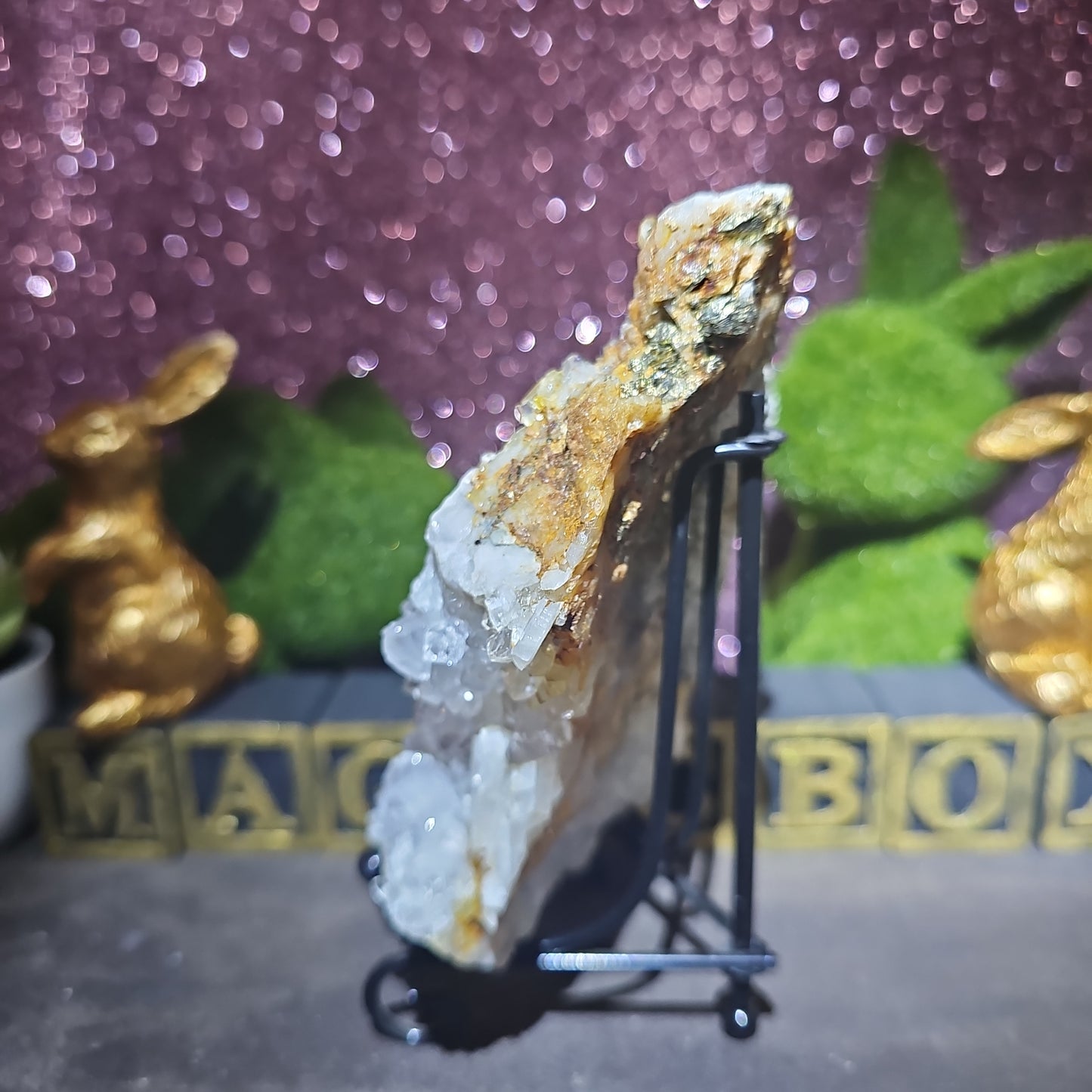 Pyrite Clear Quartz Calcite Specimen with a touch of Fluorite