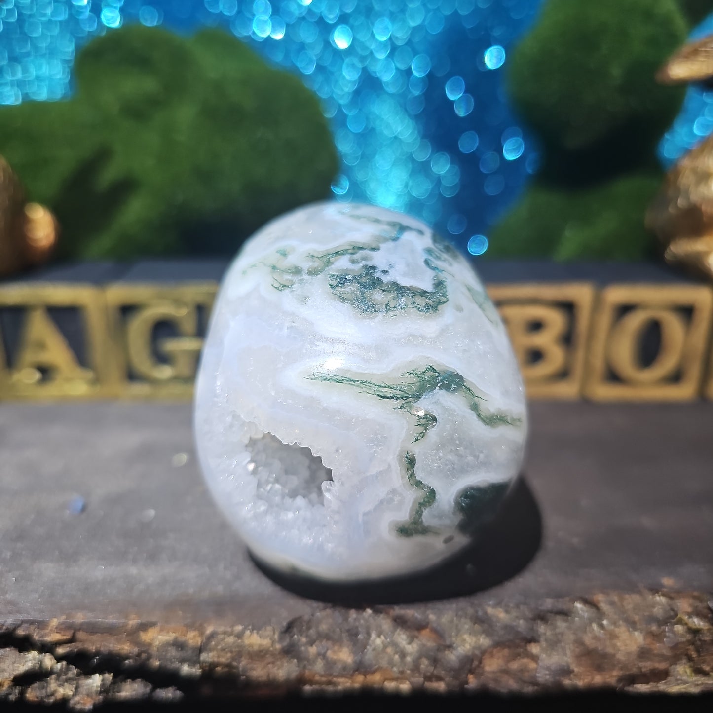 Moss Agate Skull
