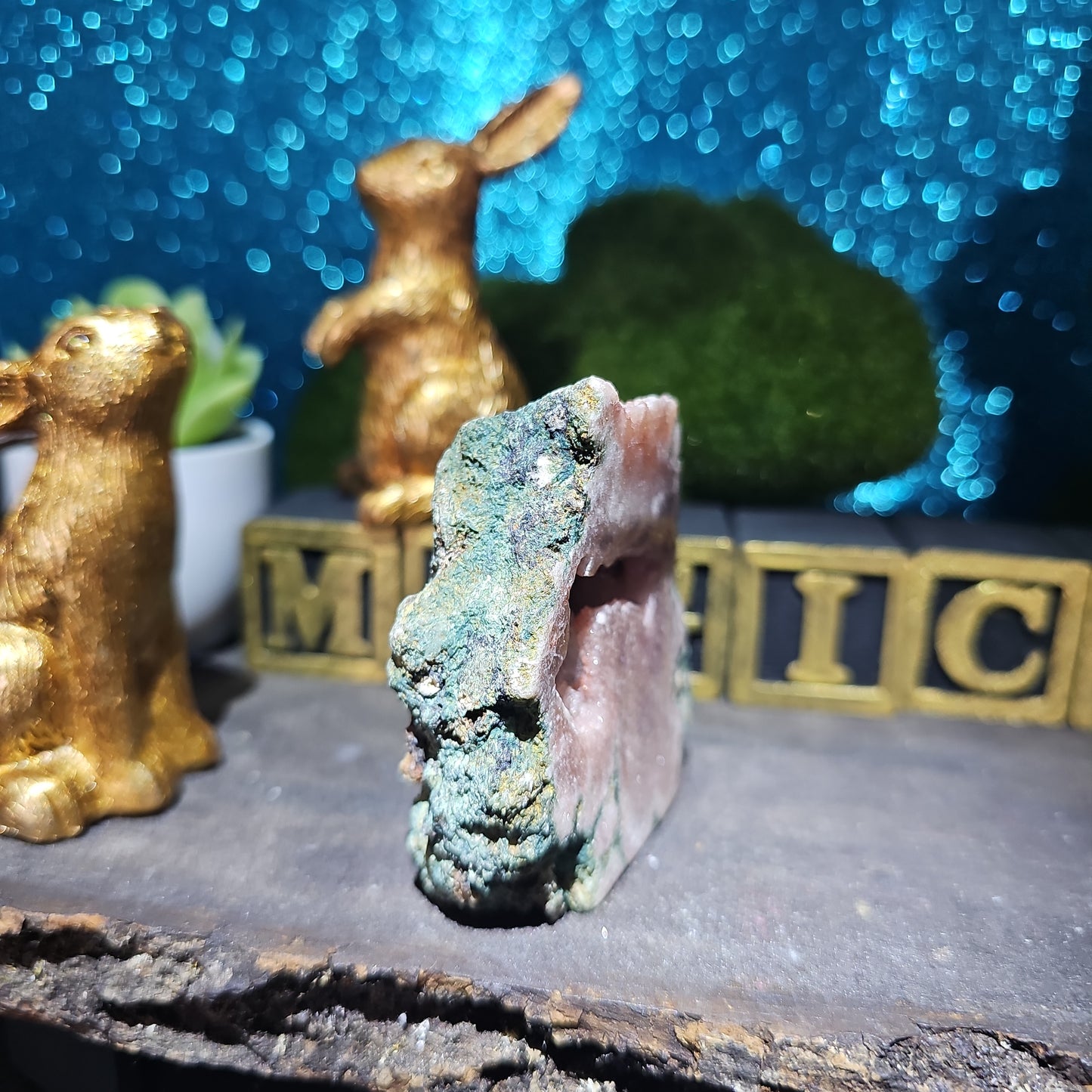 Agate Pink Amethyst with Calcite