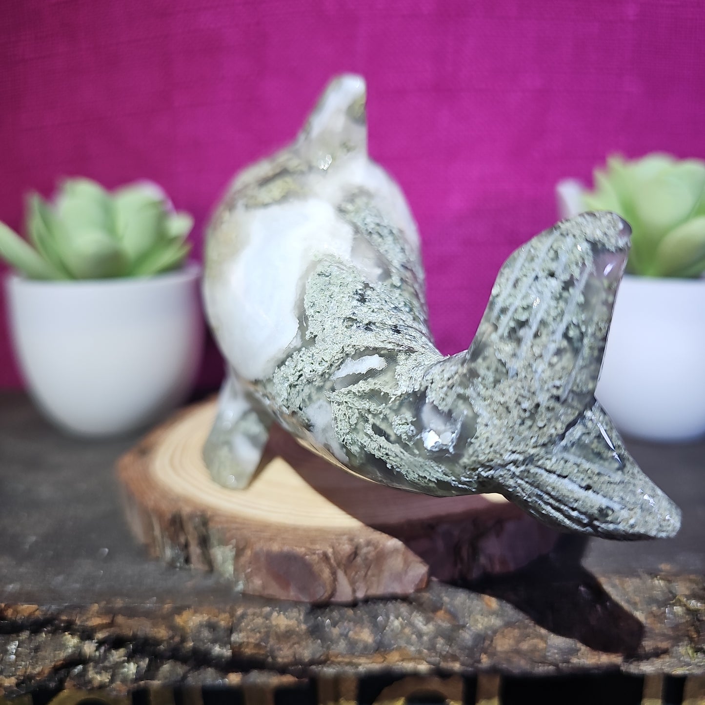 Moss Agate Dolphin