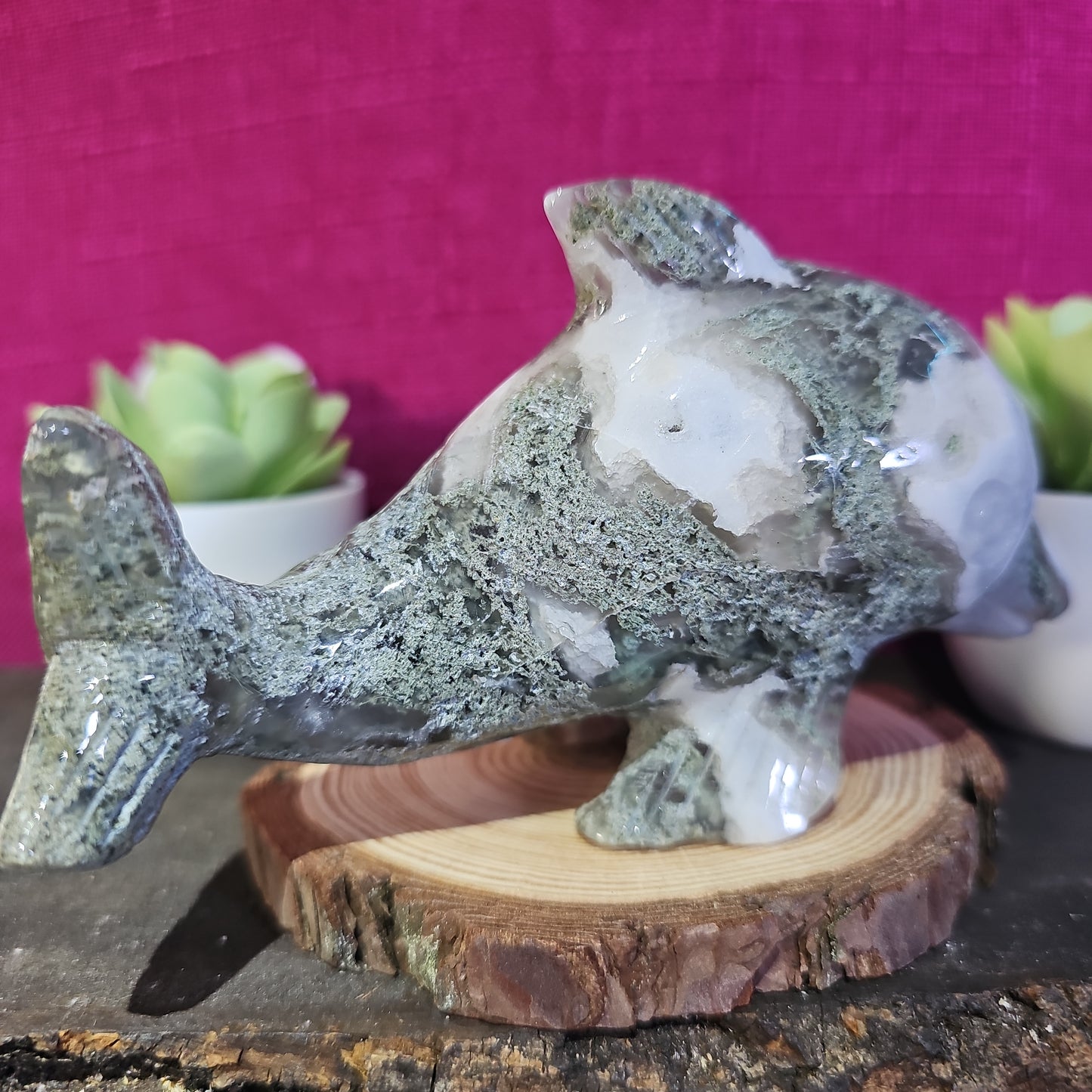 Moss Agate Dolphin
