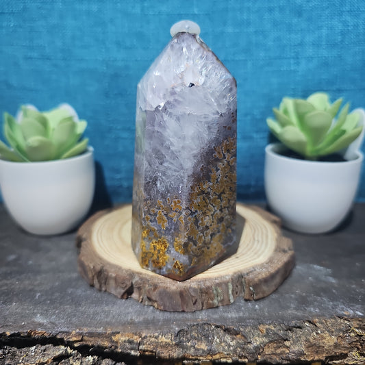 Amethyst Agate Tower with Ocean Jasper