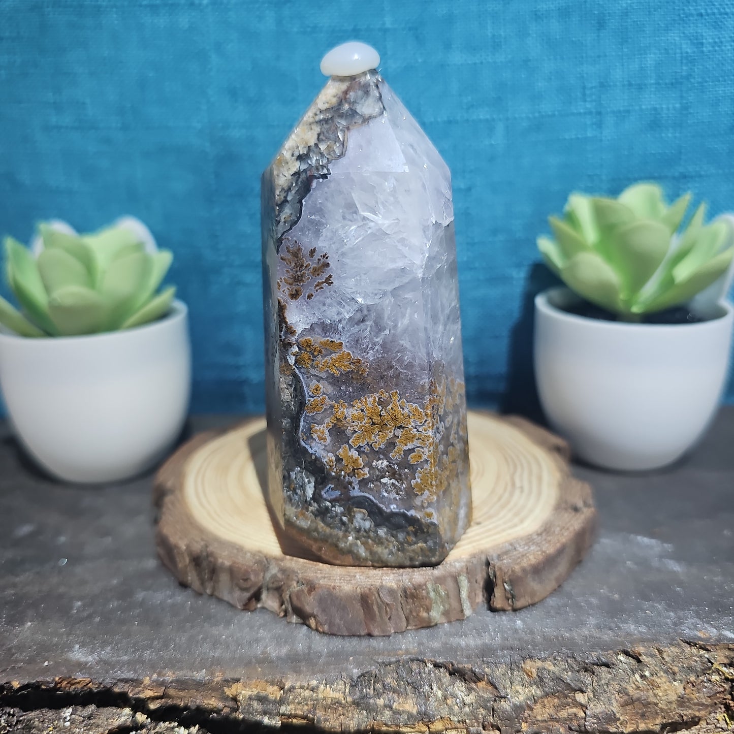 Amethyst Agate Tower with Ocean Jasper