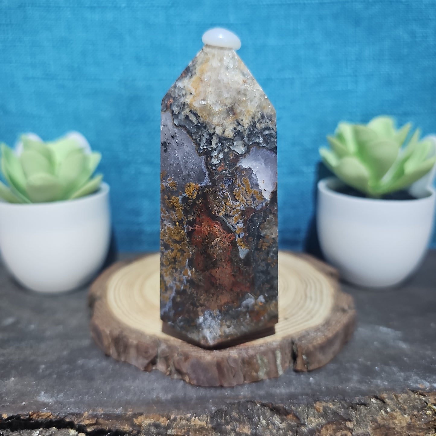 Amethyst Agate Tower with Ocean Jasper