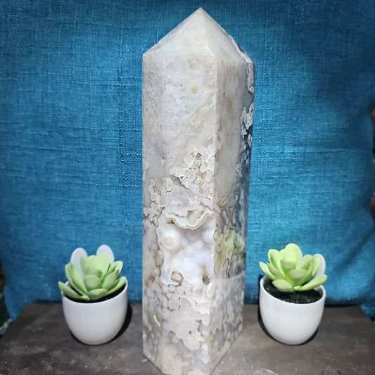 4.3lb GORGEOUS Druzy Flower Agate Tower
