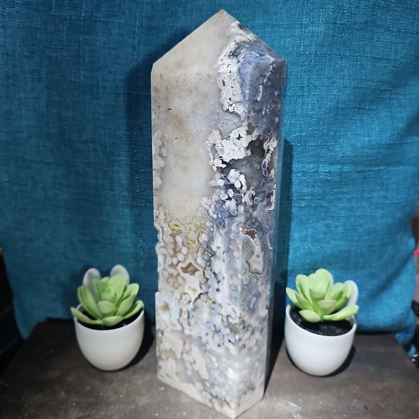 4.3lb GORGEOUS Druzy Flower Agate Tower