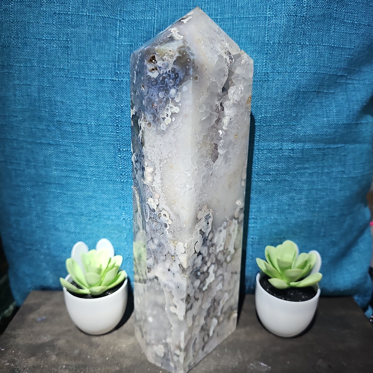 4.3lb GORGEOUS Druzy Flower Agate Tower