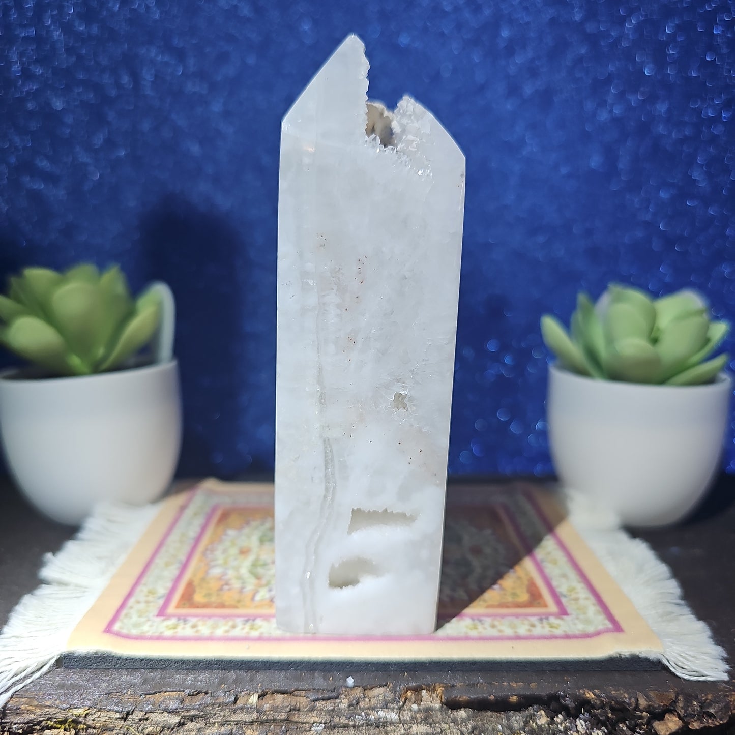 Druzy Agate Tower with Fluorite