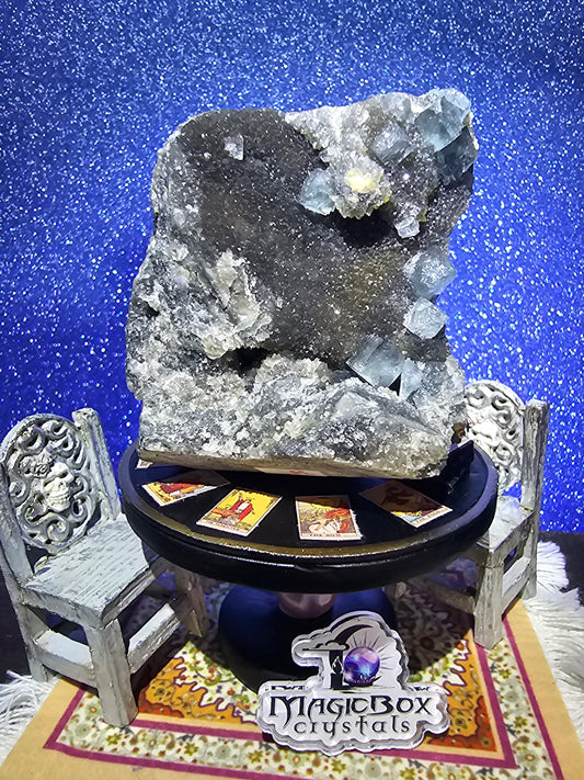 Druzy Chalcedony with Cube Fluorite