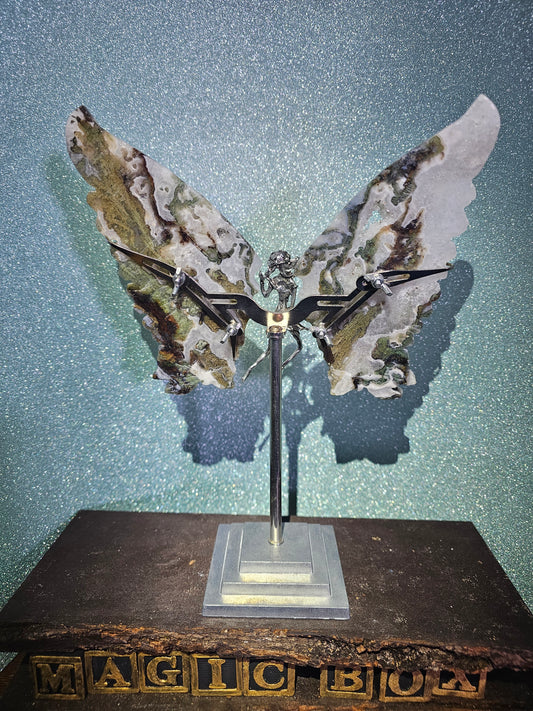 Moss Agate Butterfly Wings