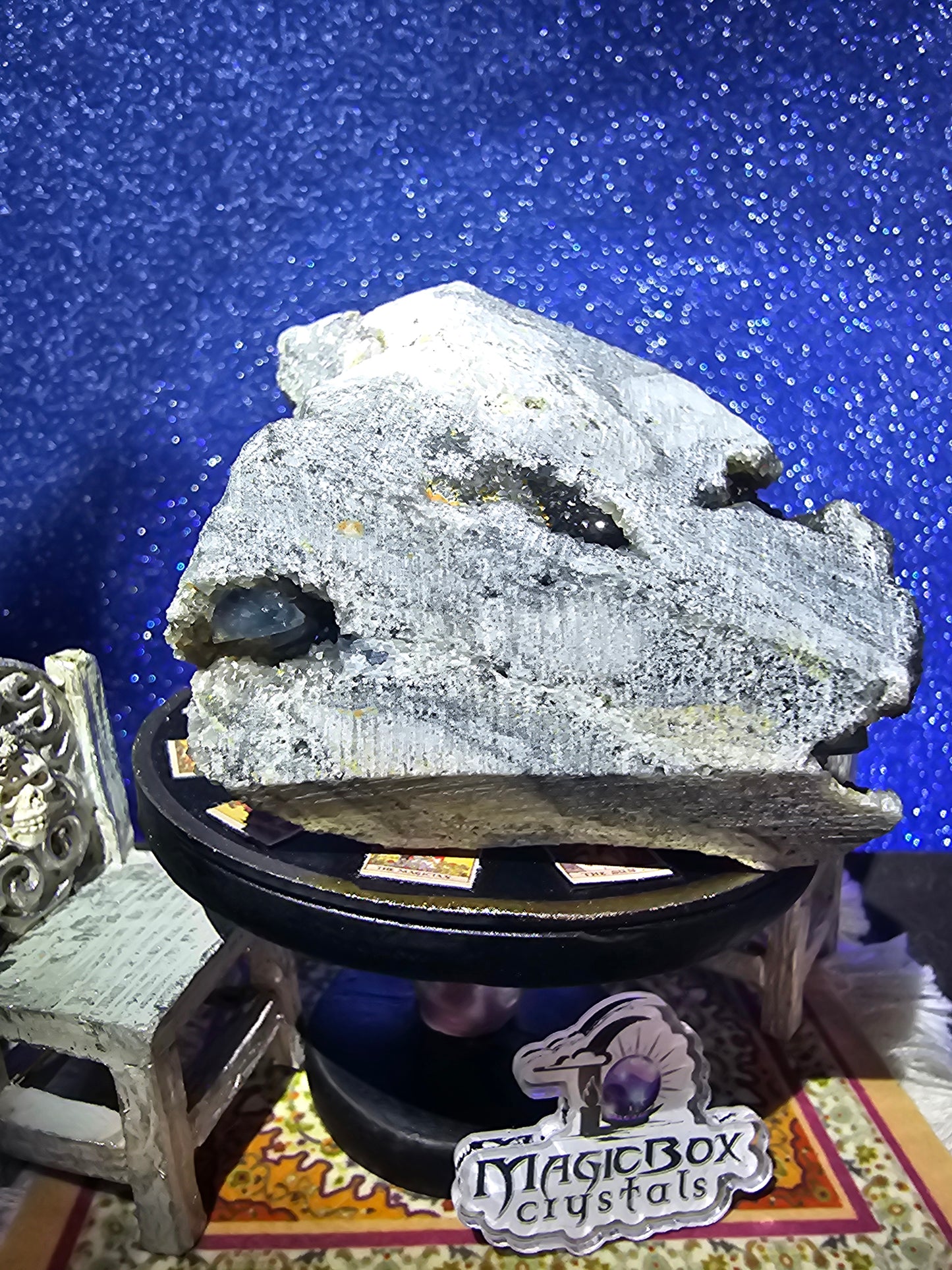 Druzy Chalcedony with Cube Fluorite