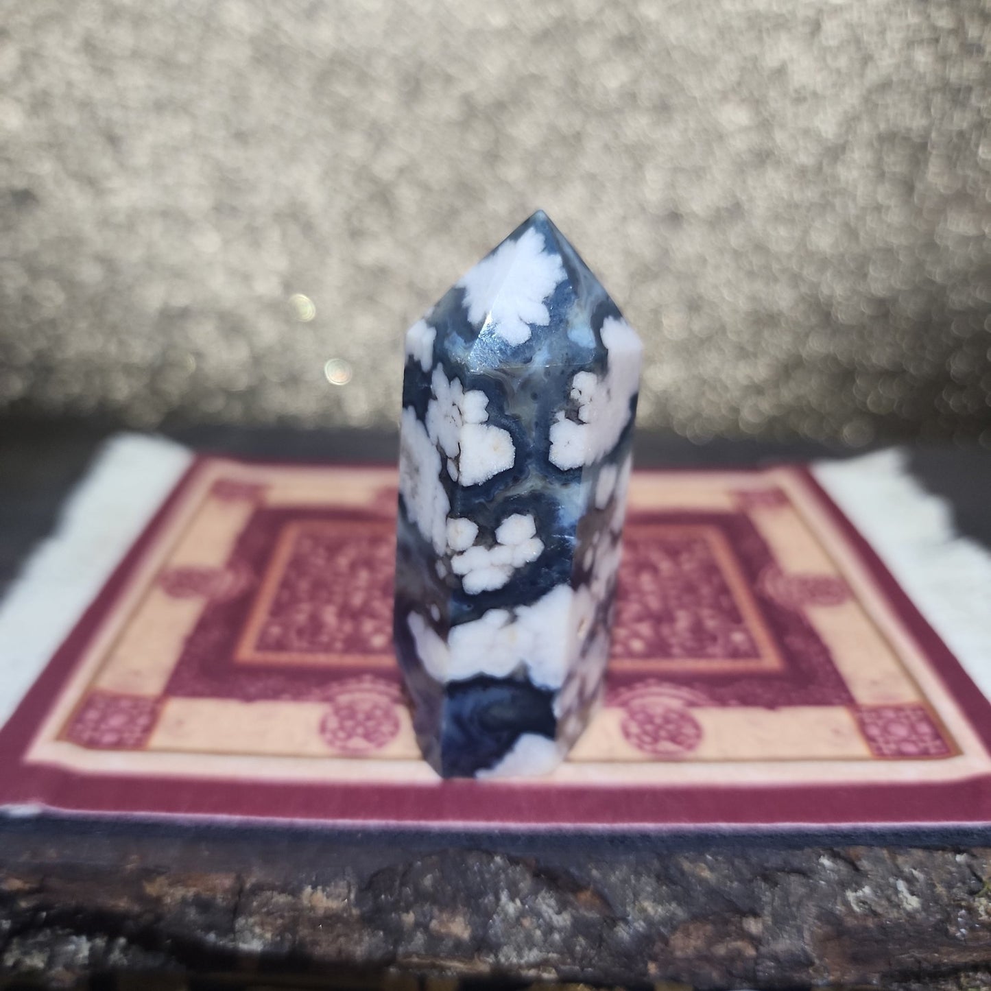 Black Flower Agate Tower - MagicBox Crystals