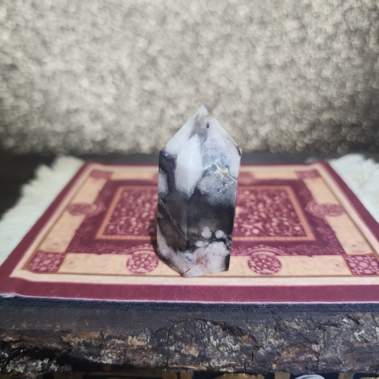 Black Flower Agate Tower - MagicBox Crystals