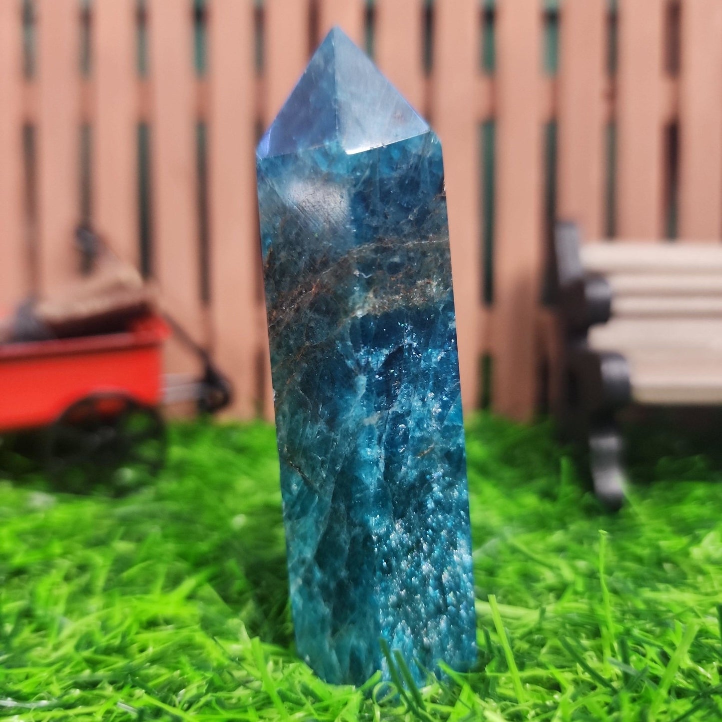 Blue Apatite Tower - MagicBox Crystals