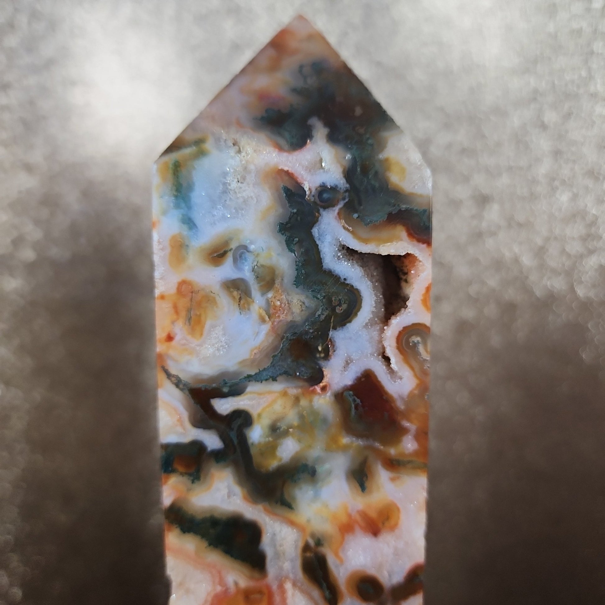 Carnelian Moss Agate Tower - MagicBox Crystals