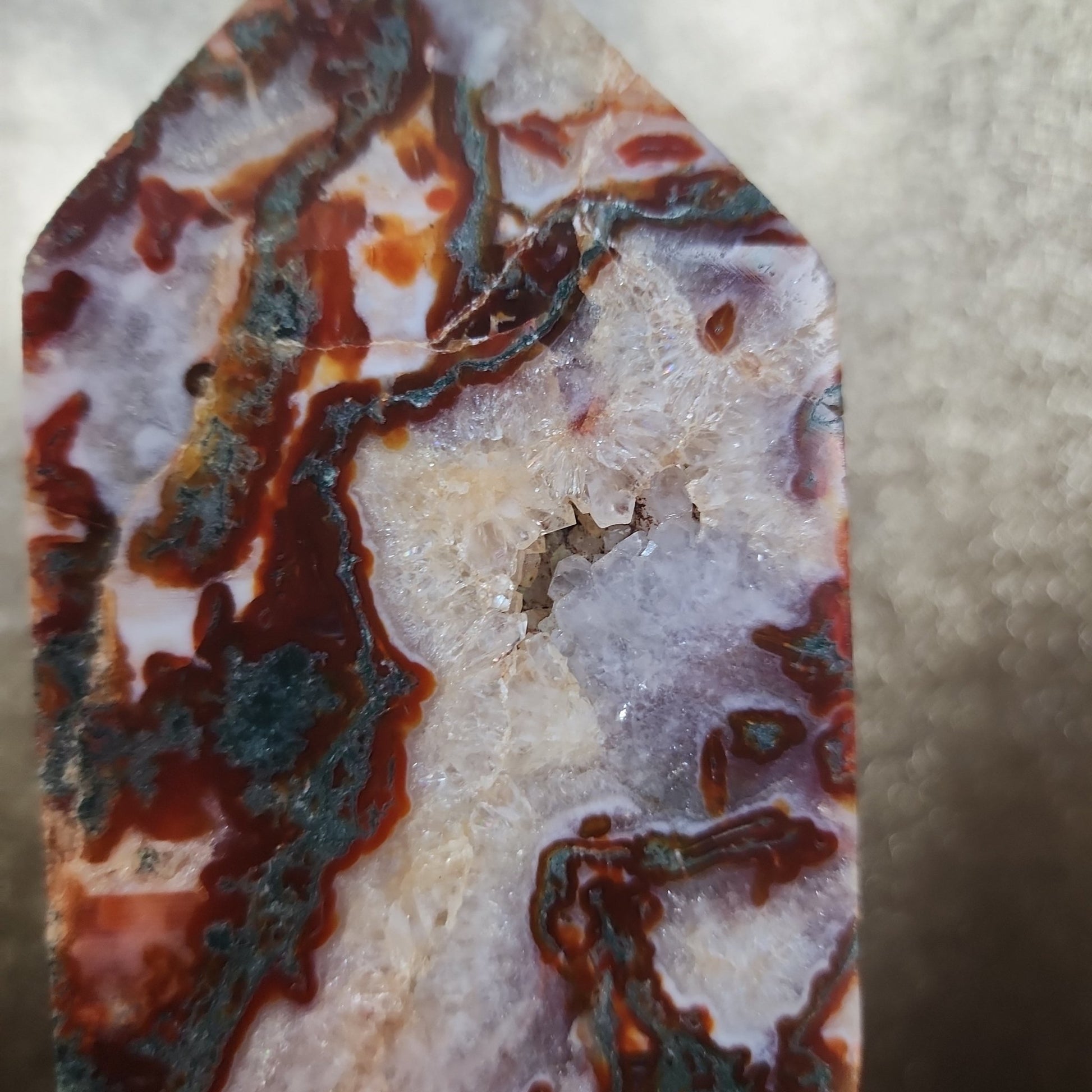 Carnelian Moss Agate Tower - MagicBox Crystals