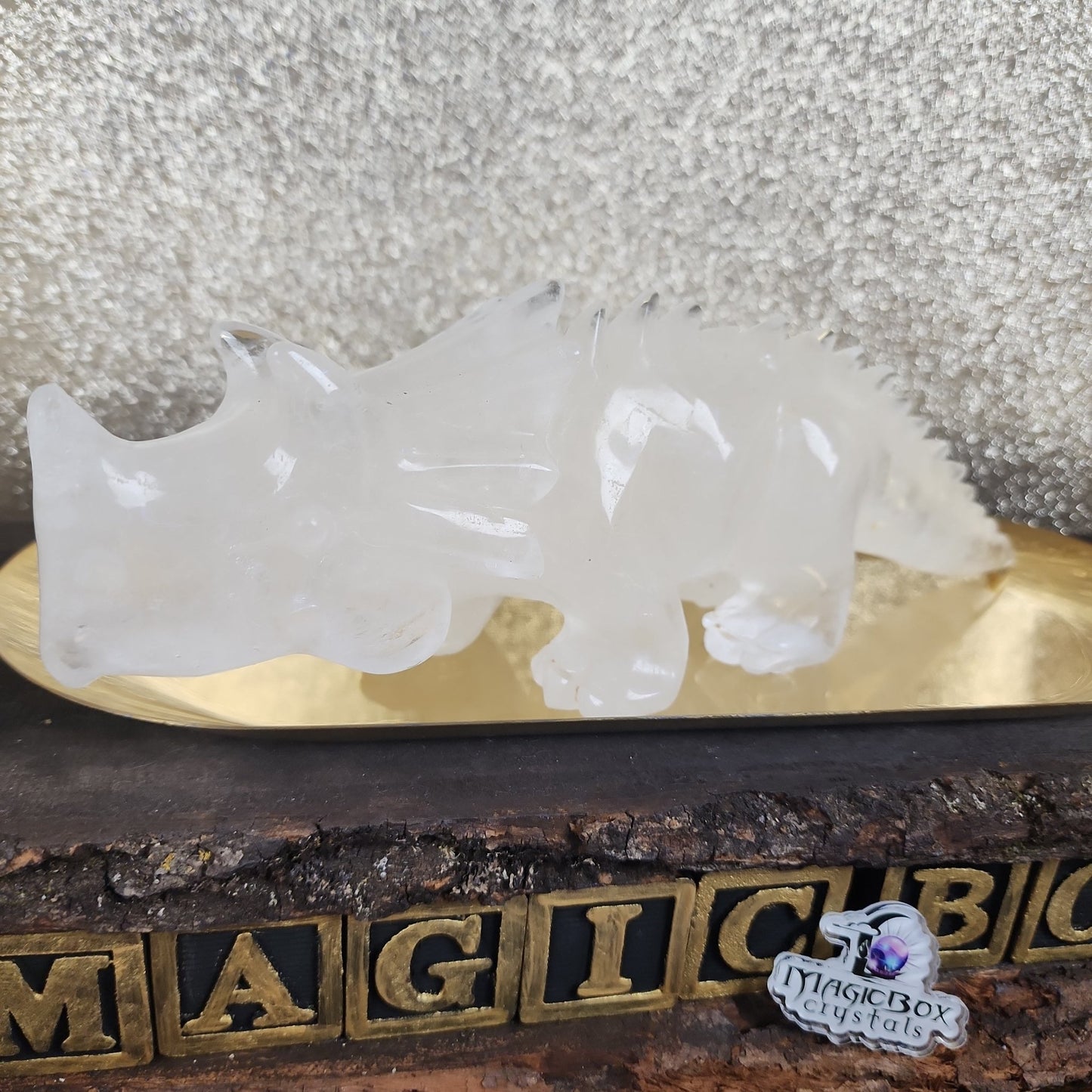 Clear Quartz Triceratops Dinosaur - MagicBox Crystals