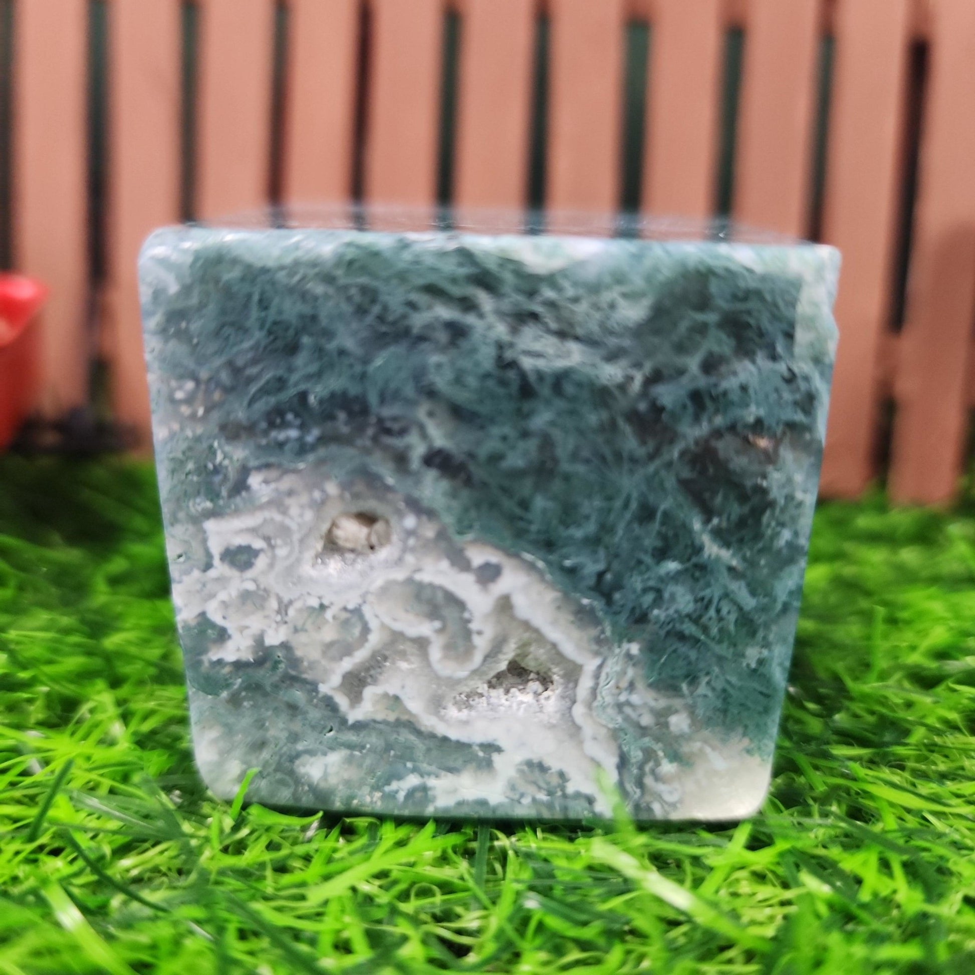 Moss Agate Cube - MagicBox Crystals