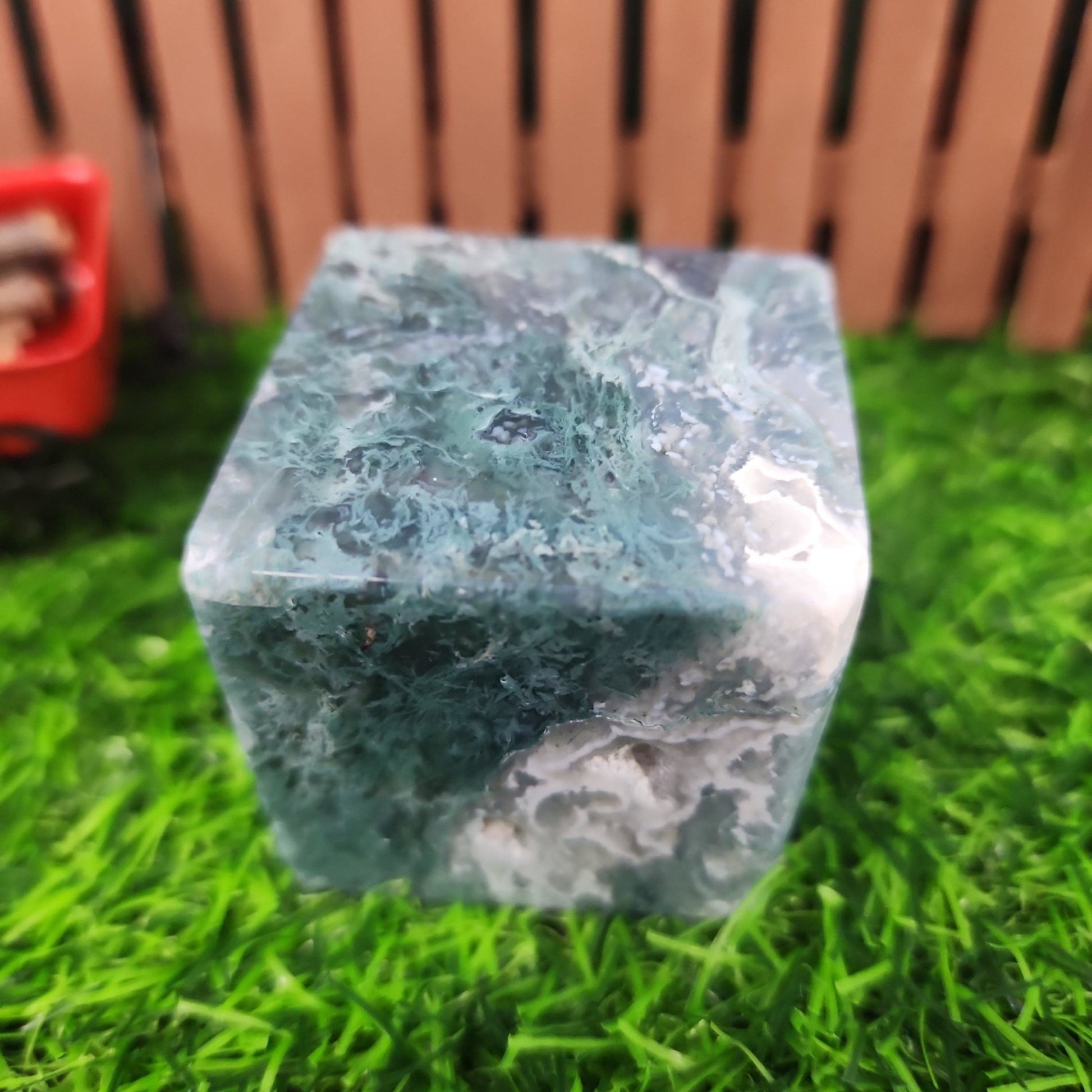 Moss Agate Cube - MagicBox Crystals