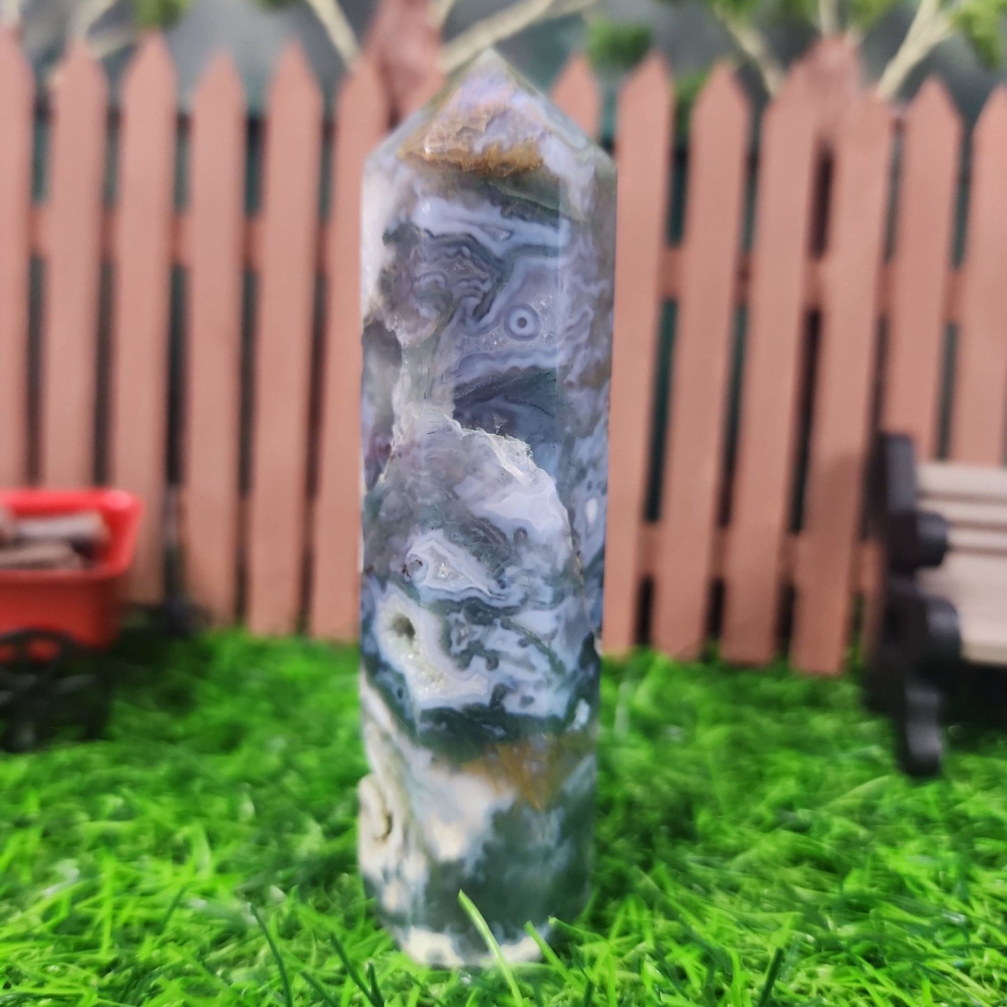 Moss Agate Tower - MagicBox Crystals