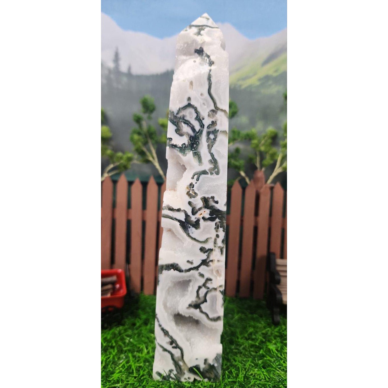 Moss Agate Tower - MagicBox Crystals