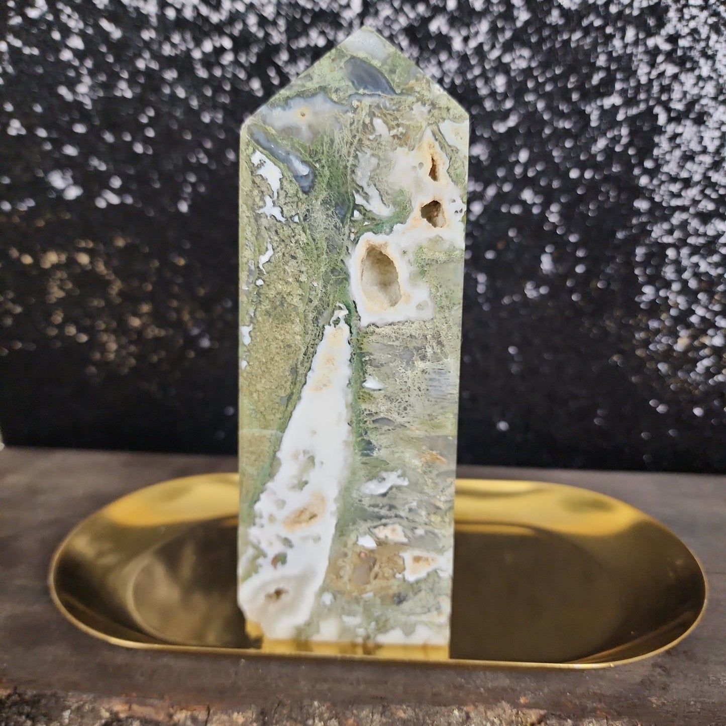 Moss Agate Tower - MagicBox Crystals