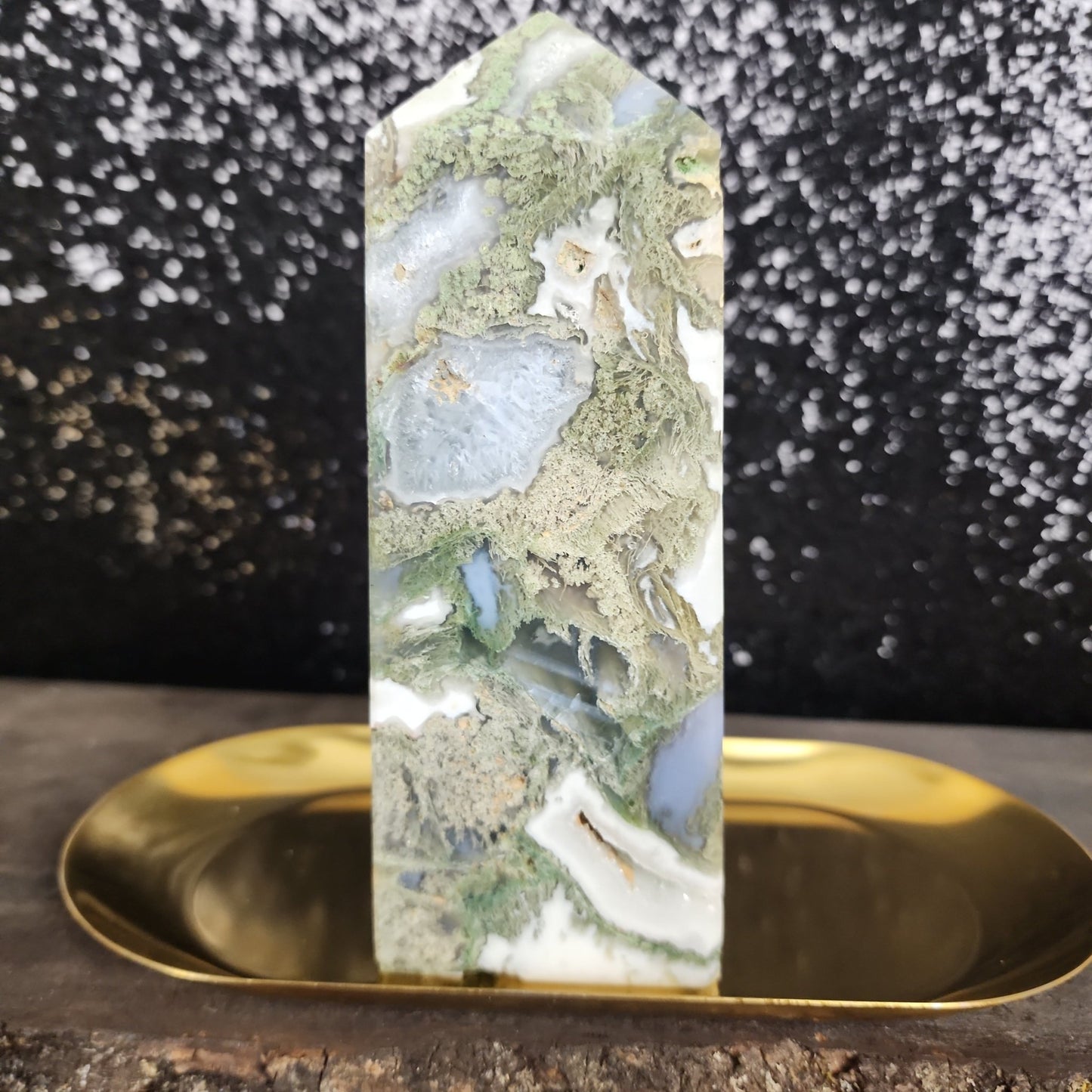 Moss Agate Tower - MagicBox Crystals