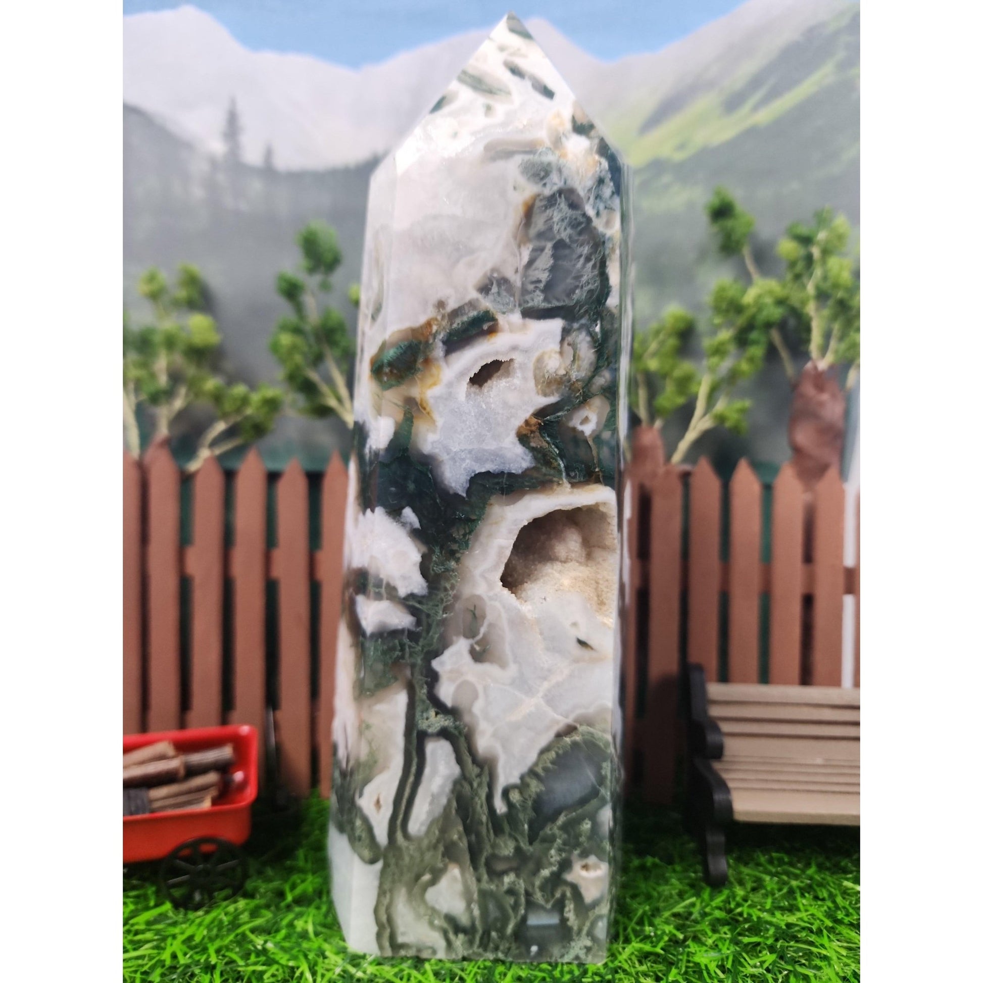Moss Agate Tower - MagicBox Crystals