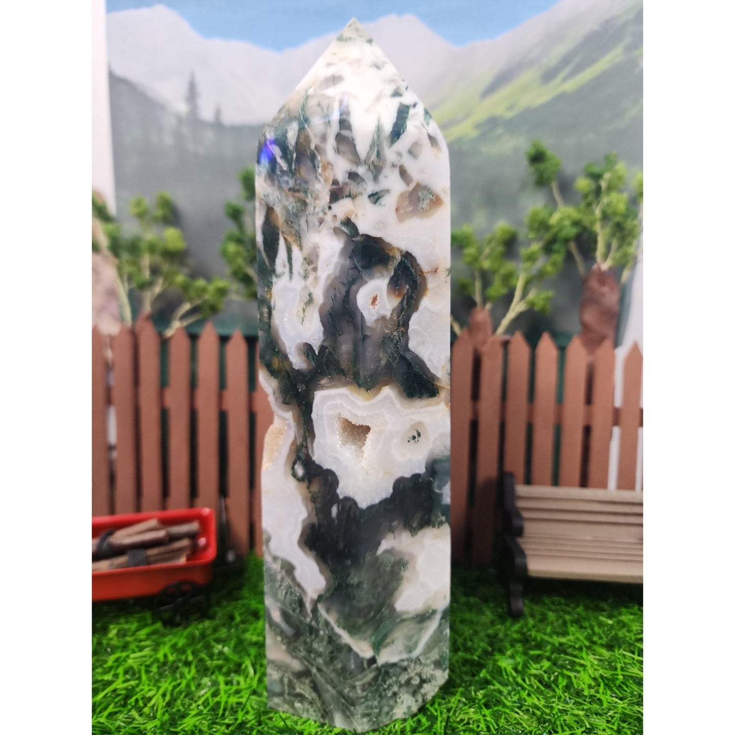 Moss Agate Tower - MagicBox Crystals